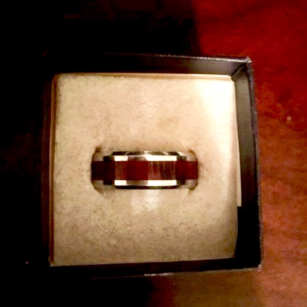 9mm Cobalt Ring with Rosewood Inlay Accent